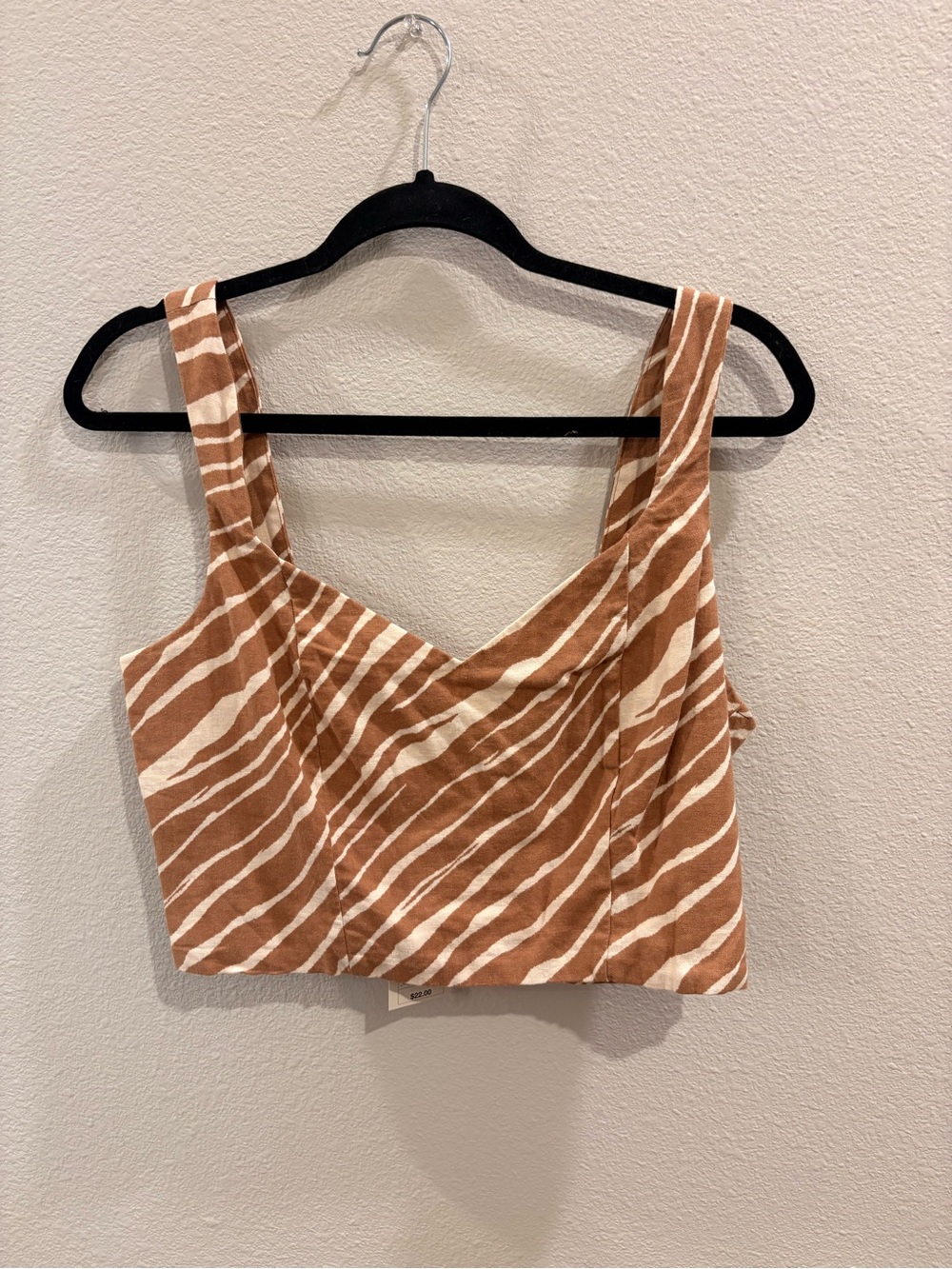 a new day Tan and Cream Zebra-Striped Crop Tank